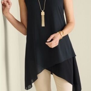 Soft Surroundings Elegant Black Asymmetric Tank/Tunic
